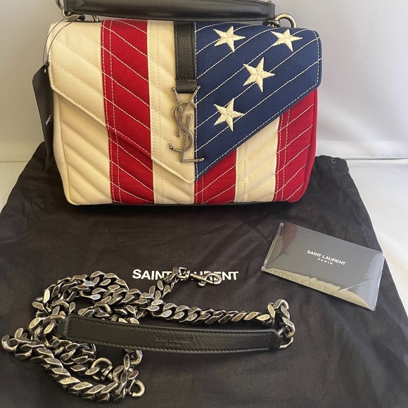 Saint Laurent Medium College Bag in American Flag - Picture 4 of 16